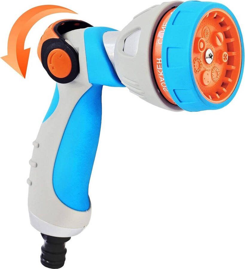 Metalen tuinsproeier met 7 sproeiers multifunctionele handdouche tuinspuitpistool met watersterkte ergonomische rubberen handgreep schokbestendig lichtgewicht