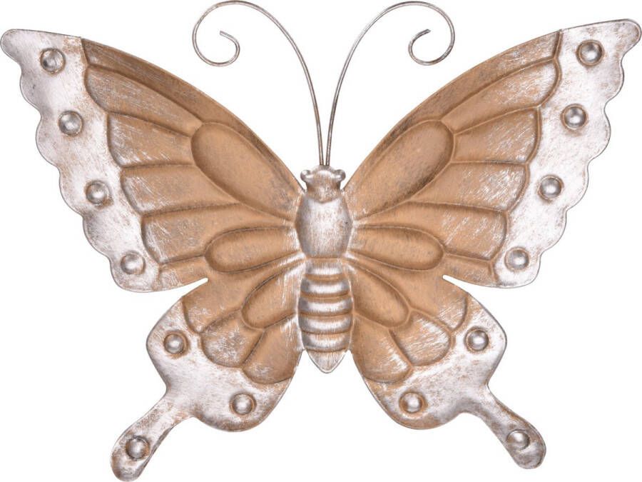 Merkloos Sans marque Metalen vlinder lichtbruin brons 29 x 24 cm tuin decoratie Tuindecoratie vlinders Dierenbeelden hangdecoraties