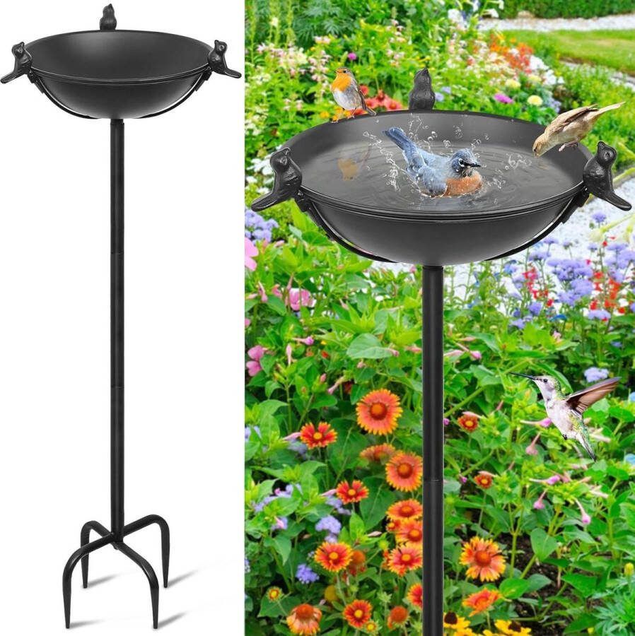 Metalen Vogelbad voor Waterbad 147 x 25 cm Vogelsculpturen IJzer Waterbak Waterschaal Vogelvoederplaats
