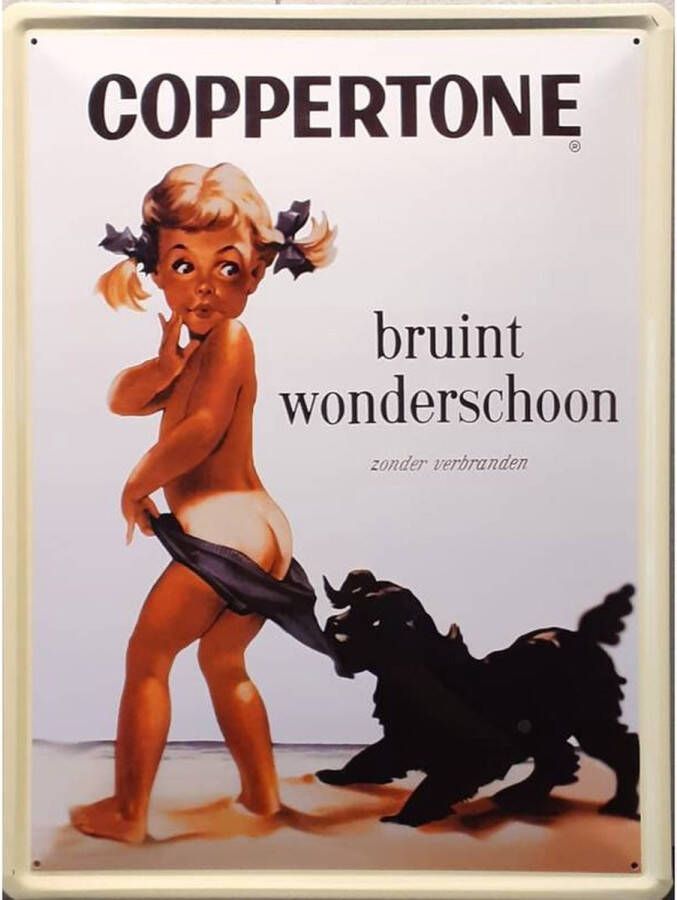 Metalen wandbord Coppertone 30 x 40 cm met nostalgische rand