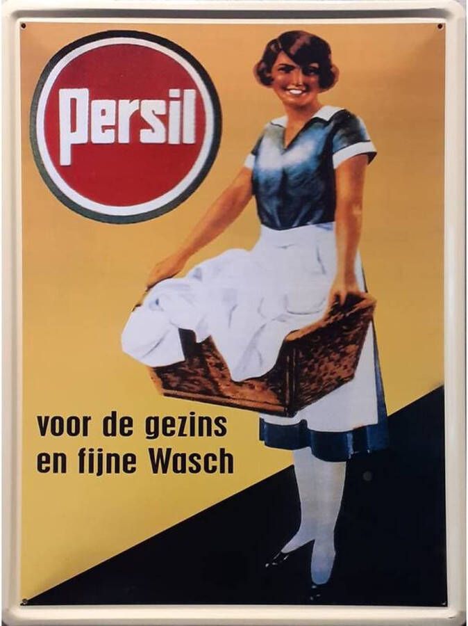 Metalen wandbord Persil Wasmiddel 30 x 40 cm met nostalgische rand