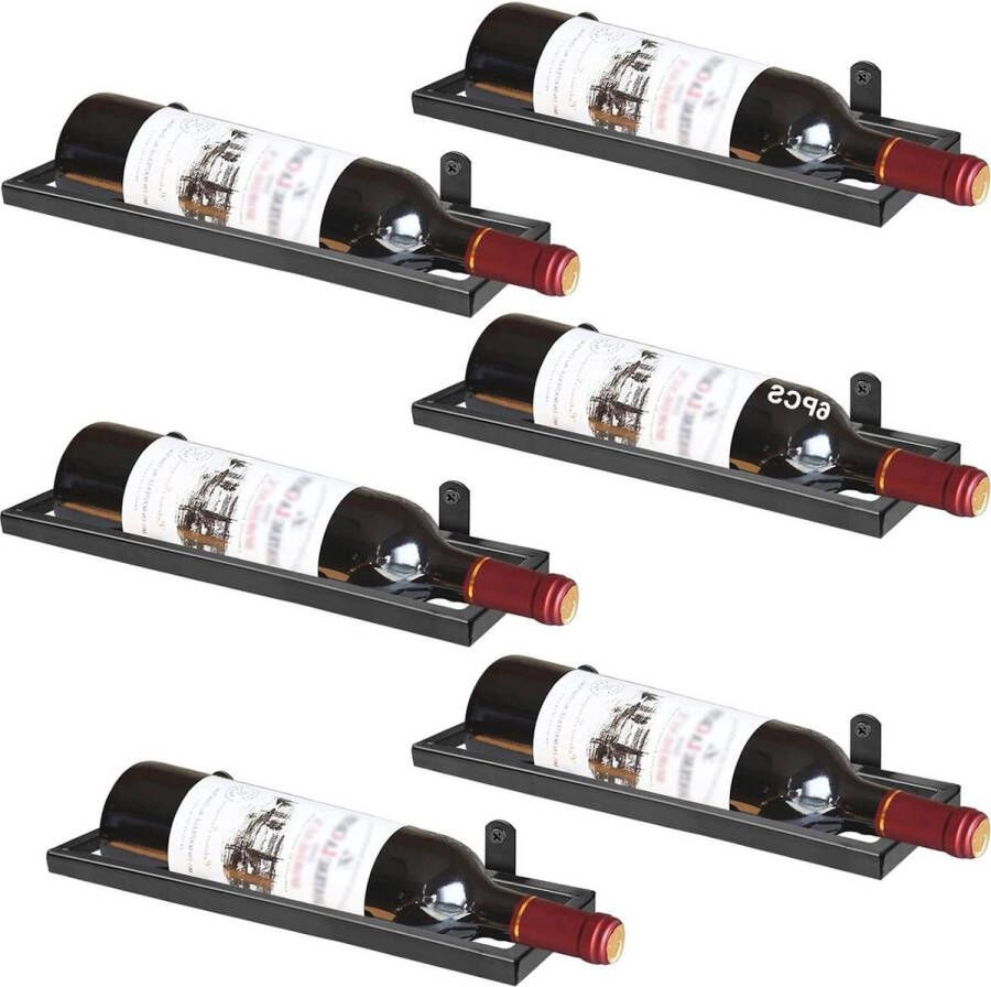 Metalen wandgemonteerde wijnhouder flessenrek opbergrek wandhangend wijnrek wandbehang rode wijnrek thuis keuken bar displaydecoratie zwart 6 bottles Wine Rack