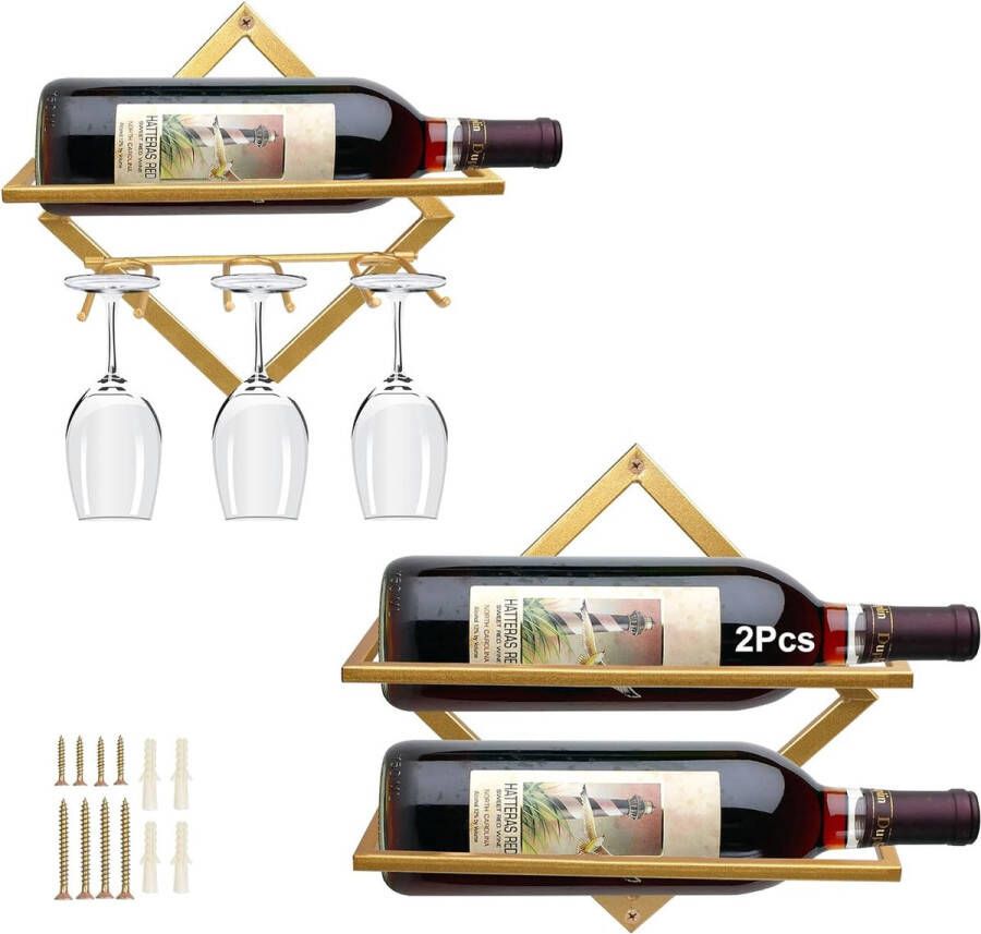 Metalen wandgemonteerde wijnhouder opvouwbare hangende wijnrekorganisator voor 2 flessen sterke drank flessenrek wijnflessenrek voor thuis keuken barwanddecoratie
