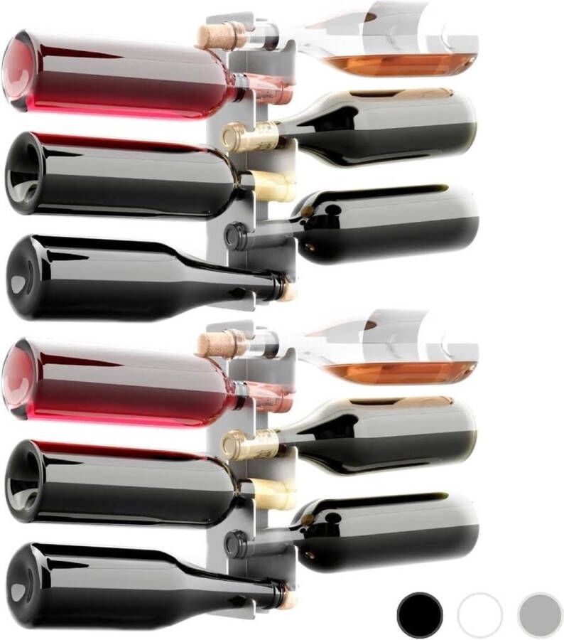Metalen wijnrek origineel en elegant ontwerp stapelbaar. (1 zwart)