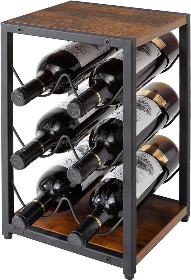 Metalen wijnrek voor 6 flessen horizontale opslag vintage flessenhouder opbergplank voor keuken en bar Wine Rack