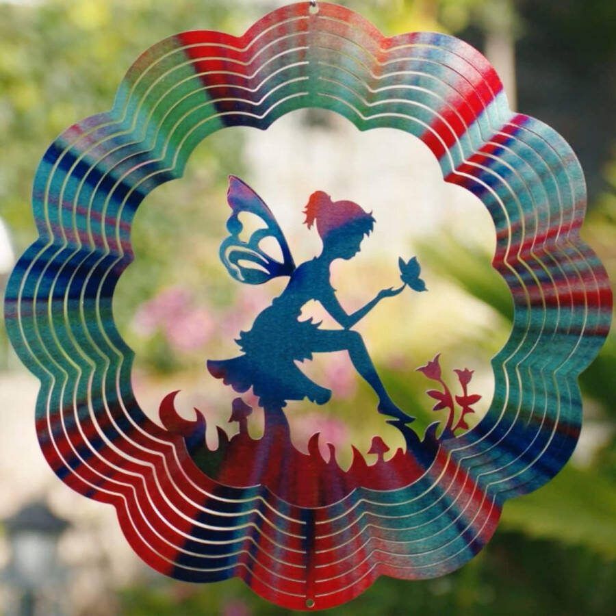 Metalen windgong Rainbow Relaxing Fairy licht draaiende windmobiel met schitterende kleuren inclusief ophanging sfeervolle kamer- raam- en tuindecoratie Ø 30cm