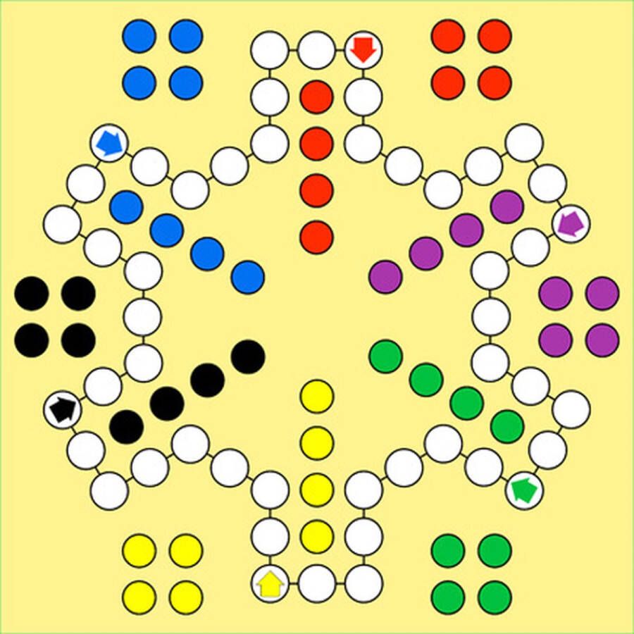 Meubelsticker Ludo spel om van een tafeltje een Ludo spelbord te maken 55x55 cm inclusief spelstukken 6 spelers