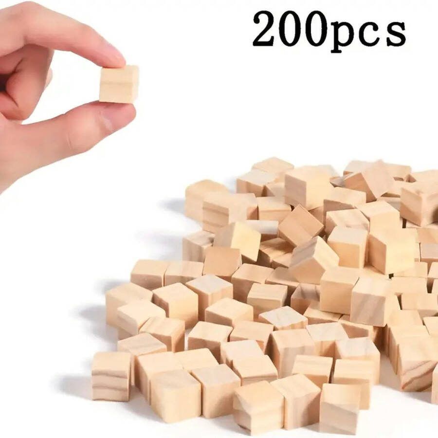 MGM Trading 200 stuks 1CM vierkante kleine houten blokken Kleine houten blokken Leermiddelen Vierkante houten blokken DIY Vierkante houten bouwblokken Model Handgemaakte materialen
