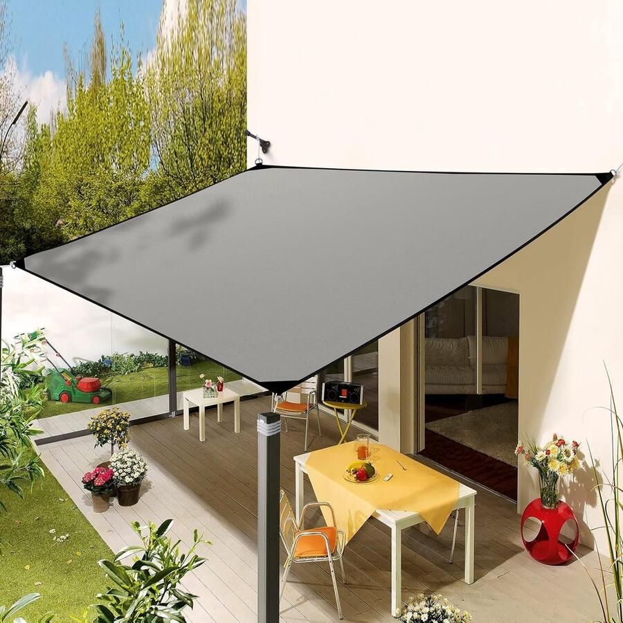 MHDW Rechthoekige luifel 95% UV-bescherming PES polyester Zonneluifel 2 x 3 m Waterdichte zonwering met ogen en bevestigingstouwen Voor tuin terras camping buiten zonnescherm balkon Luifel