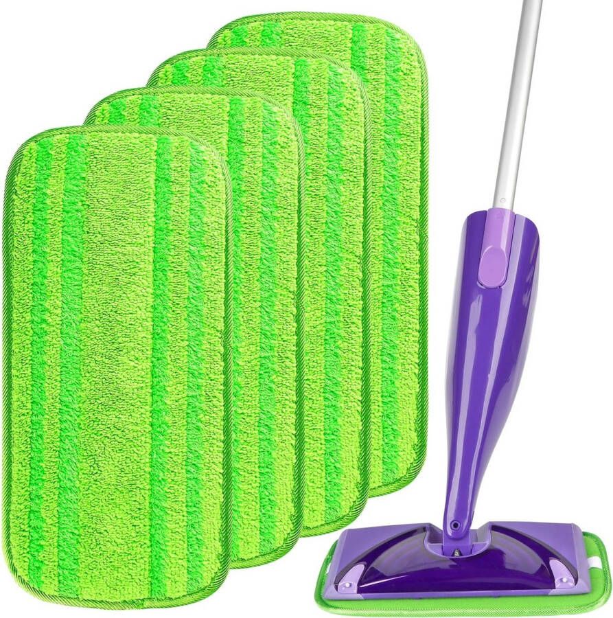 Microfiber Mop Pads Compatibel met Wet Jet Herbruikbare en Machine Wasbare Floor Mop Pad Vullingen Mop Head Vervangingen voor Multi Surface Nat & Droog Reinigen 4 Pack