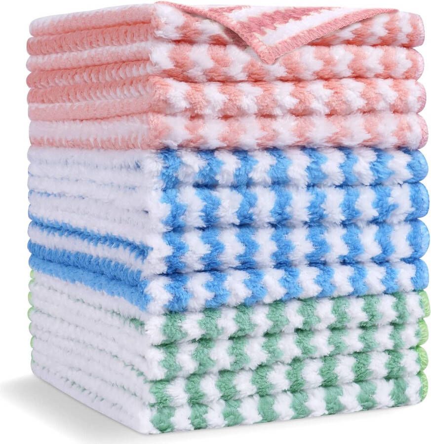 Microfiber-reinigingsdoekjes 12x stuks superabsorberende microvezelreinigingsdoek herbruikbare microvezeldoekjes multifunctionele schoonmaakhanddoeken voor huis keuken x 30 cm