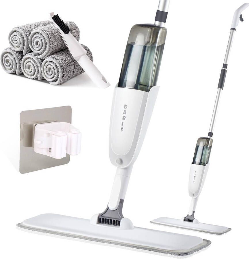 Microfiber sproeikop voor vloerreiniging nat en droog 360 graden draaistof thuis keuken hardhouten vloer platte mop met 360 ml navulbare fles inclusief 4 herbruikbare
