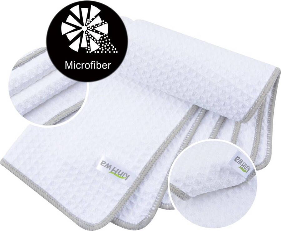 Microfiber Vaatdoeken Dikke Wafel Weave Keuken Vaatdoeken Ultra Absorberende Vaatdoeken 30cm x 30cm 6 Pack Wit