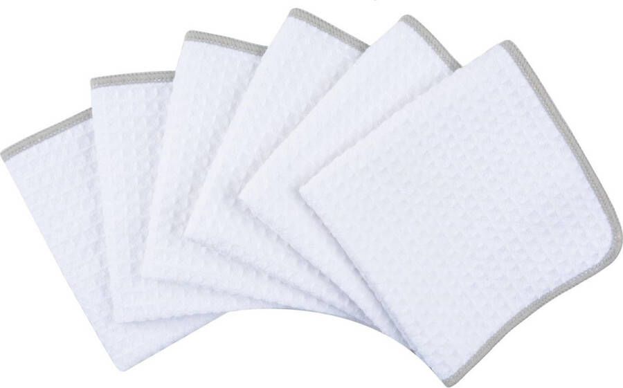 Microfiber Vaatdoeken Dikke Wafel Weave Keuken Vaatdoeken Ultra Absorberende Vaatdoeken 30cm x 30cm 6 Pack Wit