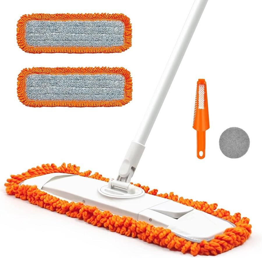 Microfiber Vloermop Mops Flat Dust Mop voor Laminaat Harde Houten Vloer Vinyl Tegel Muur Natte Droge Mop voor Keuken Badkamer met Schuren Pad