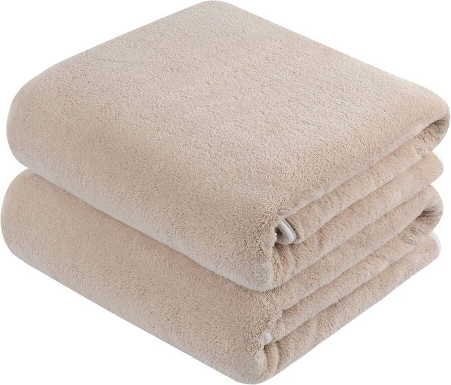 Microvezel badhanddoek groot XXL 76 cm x 152 cm 2 stuks badhanddoeken sneldrogend & pluisvrij douchehanddoek saunahanddoeken zacht en absorberend handdoeken beige