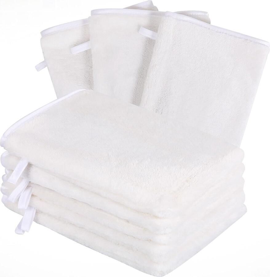 Microvezel Body Wash Mitts 8 stuks herbruikbare flanellen gezichtshandschoen make-up remover handschoen handschoenen body wash doek voor bad spa wit