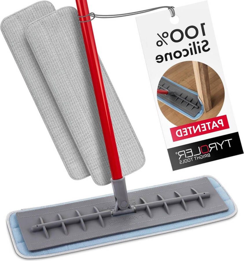 Microvezel Dweil Met Natte en Droge Pad Flexibele Siliconenkop 45 Cm Breed Professionele Schoonmaak Hardhout Laminaat Tegelvloeren Keuken Badkamer