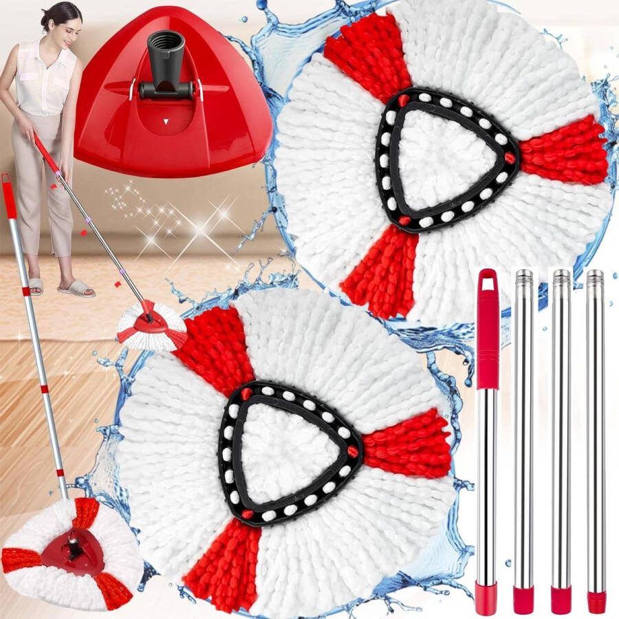 Microvezel Dweilkoppen Met 2-In-1 Mop Head Replacement Vervanging Van Dweilkop Met 2 Mopkoppen 1 Mopstaaf 1 Dweilbasis