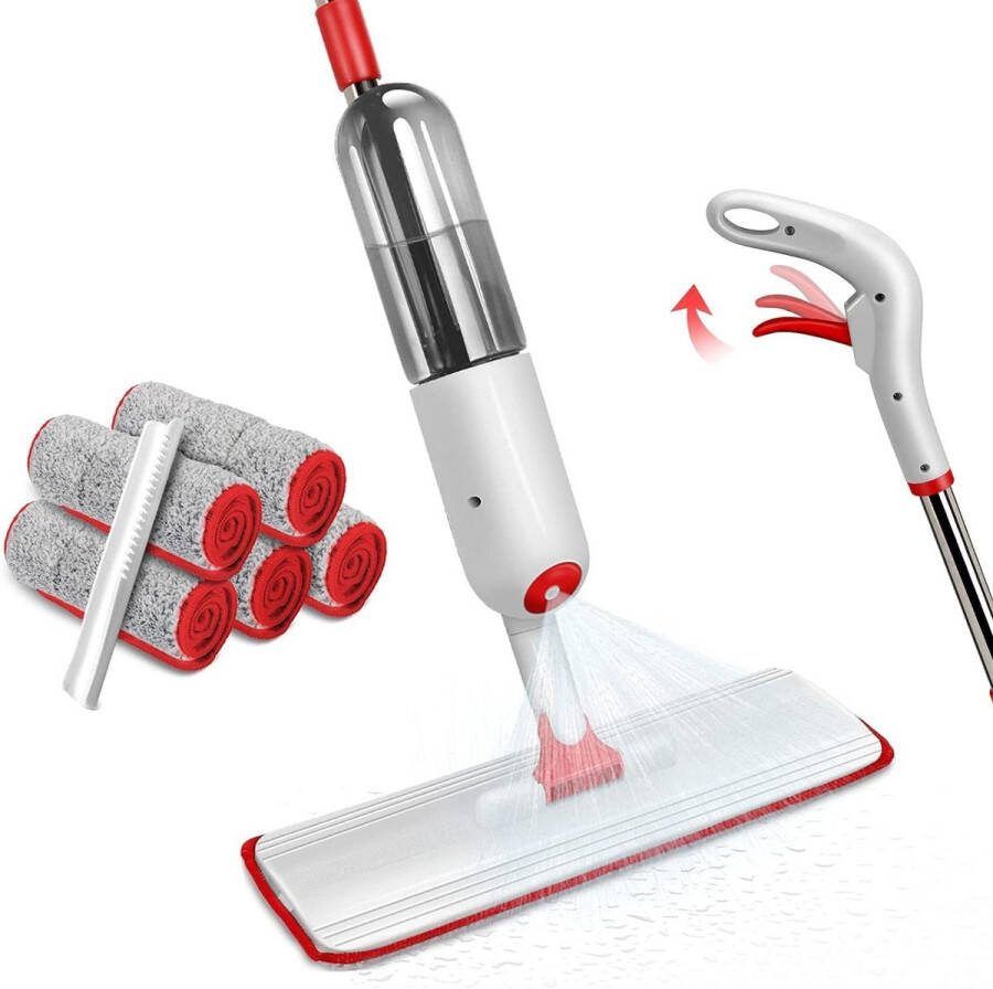 Microvezel spuitdweil voor vloeren nat en droog dweilen met 5 wasbare pads 500 ml spuitfles keuken en badkamer reiniging geschikt voor hardhouten laminaat en tegelvloeren Mop