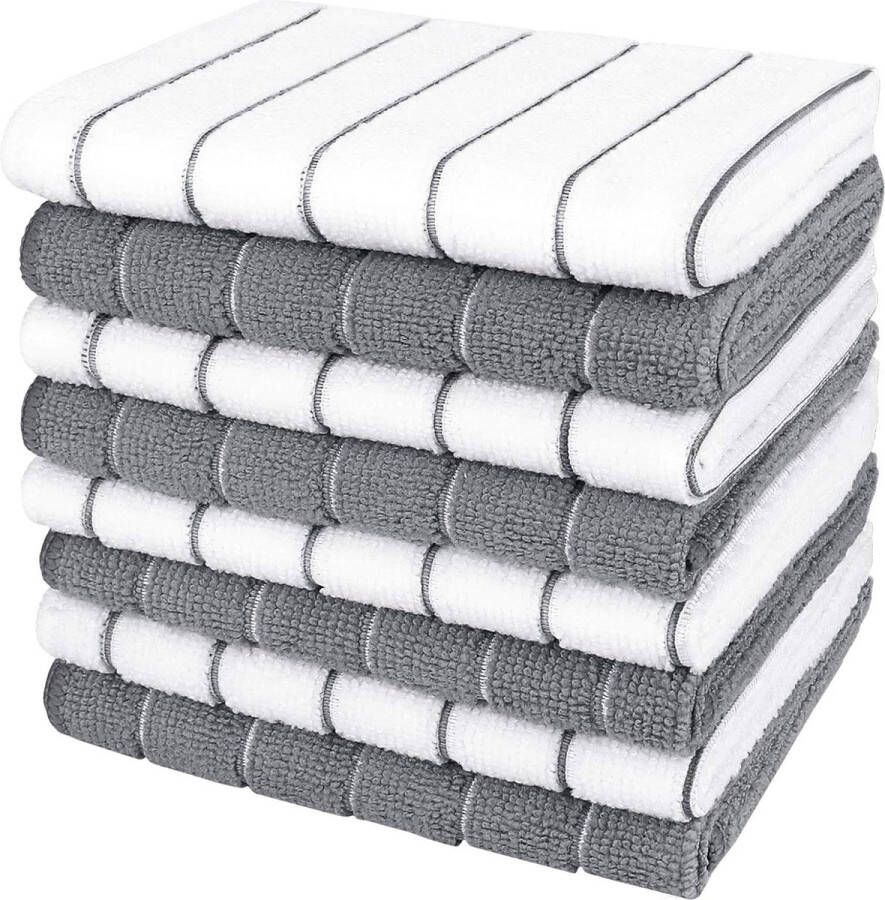 Microvezel vaatdoeken set van 8 theedoeken superzacht absorberend en pluisvrij multifunctionele microvezel vaatdoeken voor keuken 30 x 30 cm