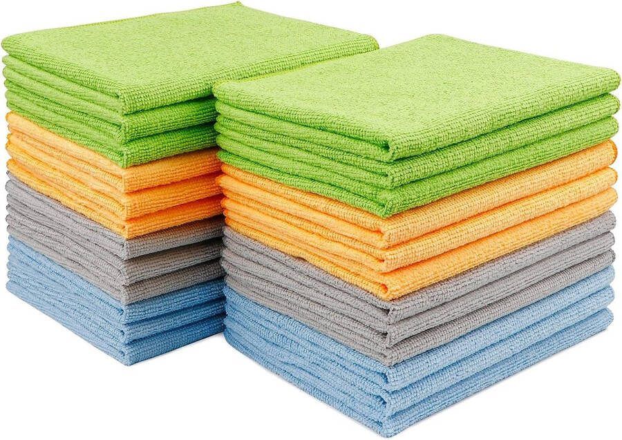 Microvezeldoek pakket van 24 stuks premium multifunctionele reinigingsdoeken voor auto's zachte en absorberende pluisvrij streepvrij washandje voor huis keuken ramen 30 x 40 cm