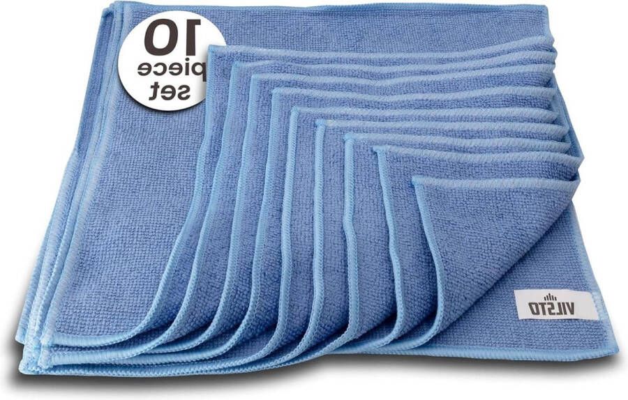 Microvezeldoek Schoonmaakdoek 10 Stuks Huishoudelijk Keuken Auto pc Mobiele Telefoon Herbruikbaar Meerstand Absorberend 30x30cm Blauw