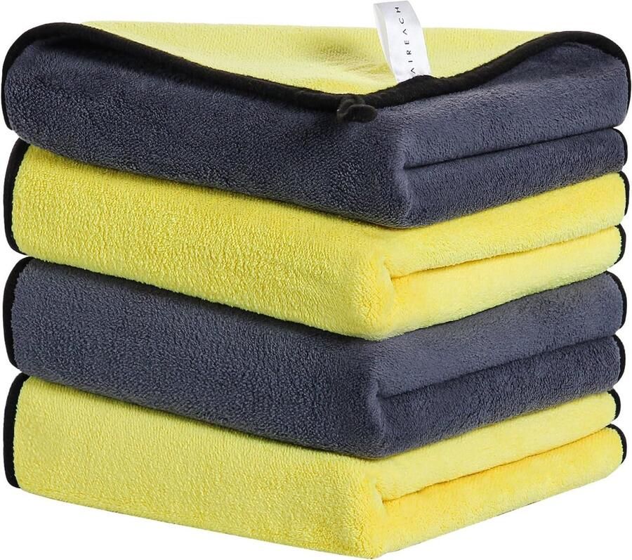 Microvezeldoek voor de auto 4-delige set microvezeldoeken polijstdoeken droogdoek microvezeldoek voor het polijsten wassen drogen stofvegen en onderhouden 40 x 40 cm
