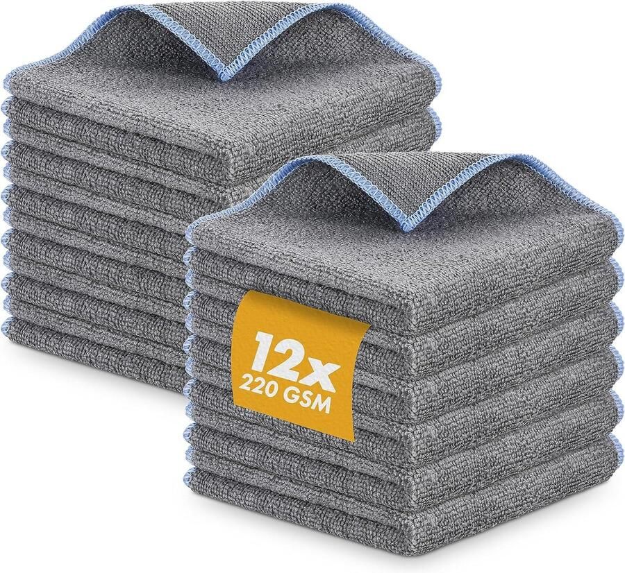 Microvezeldoeken voor de auto met 220 g m² extreem absorberend en zacht 30 x 30 cm allround microvezeldoek autoverzorging pluisvrije polijstdoek auto microvezeldoek droogdoek 12