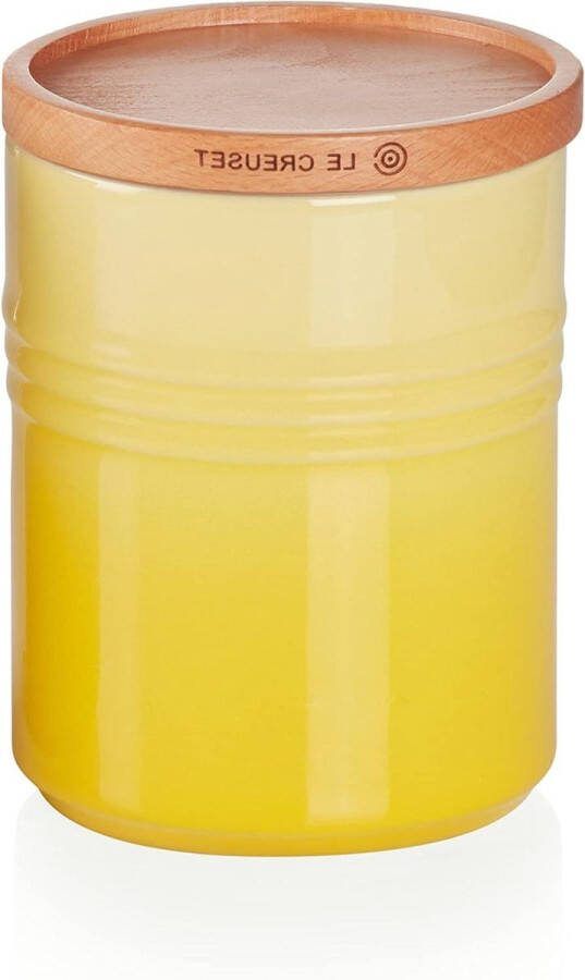 Middelgrote voorraadpot aardewerk houten deksel Soleil 540 ml 10 cm lepelpot