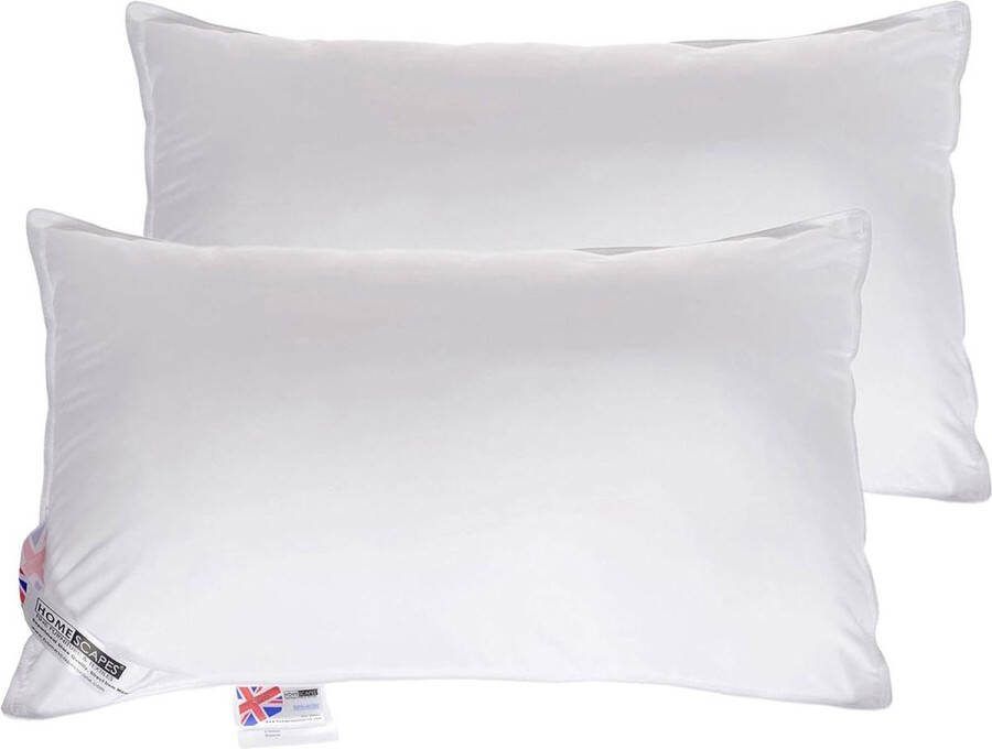 Middlesterk hoofdkussen 48 x 74 cm set van 2 extra dicht gevuld met 100% donsachtige supermicrovezels Oeko-Tex-gecertificeerd slaapkussen met synthetische vulling