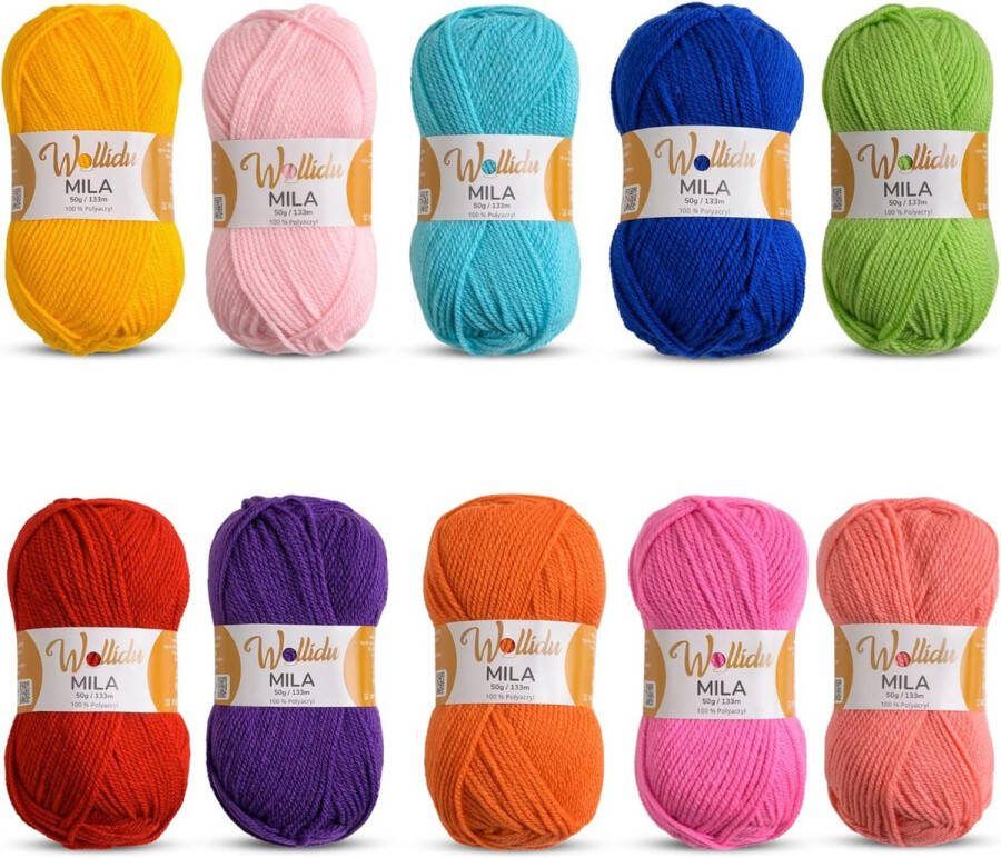 Mila-garen voor haken en breien 10 x 50 g 133 m breigaren 100% polyacryl haakgaren kleurrijk kleurenmix 2