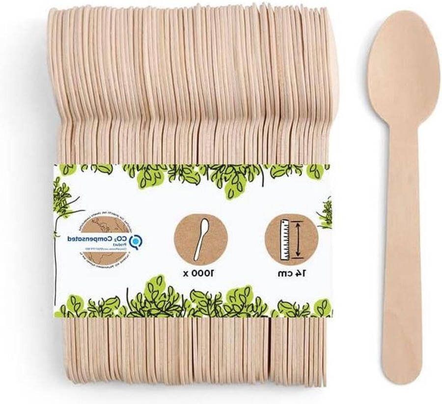 Milieuvriendelijke wegwerplepels van hout Soeplepel biologisch afbreekbaar 1000 stuks 14 cm Wooden Spoons