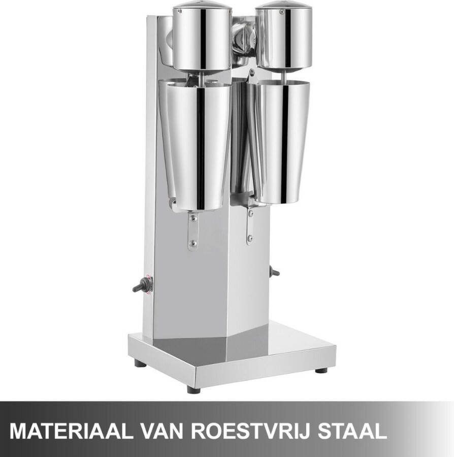 Milkshake Machine Milkshake Maker Elektrische Blender Milkshaker Inclusief 2 Bekers 0.8L 180W Zilver