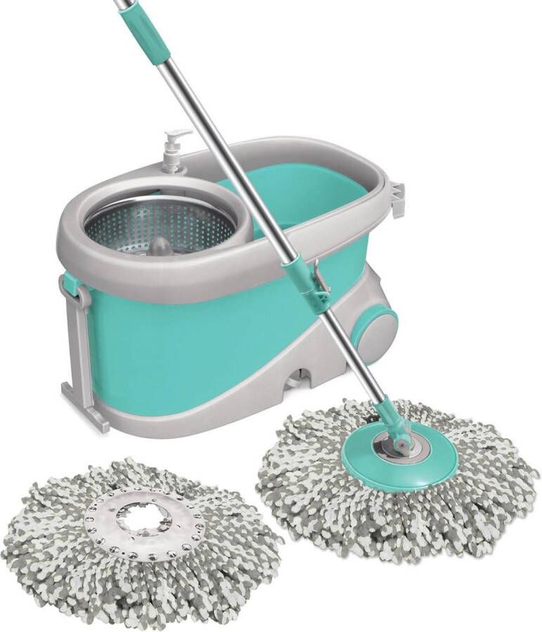 Milton Prime Spin Mop Emmer op Wielen Uitschuifbaar Handvat 360 Draaibare Vloer Reiniging Systeem Aqua Mop