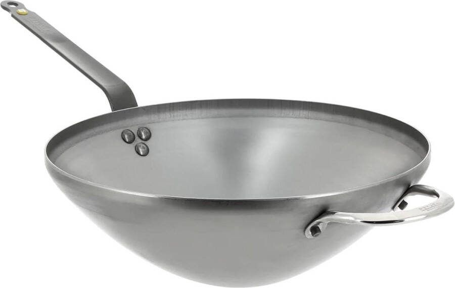 Minerale Steel-Plate Wok met handvat naar de staart Diameter 32 cm 5618.32 kookpan anti-aanbaklaag