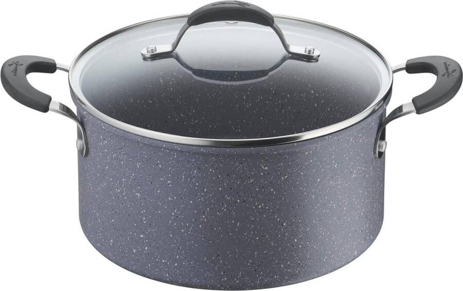 Minerale steelpan met deksel 24 cm siliconen handgrepen geschikt voor alle warmtebronnen