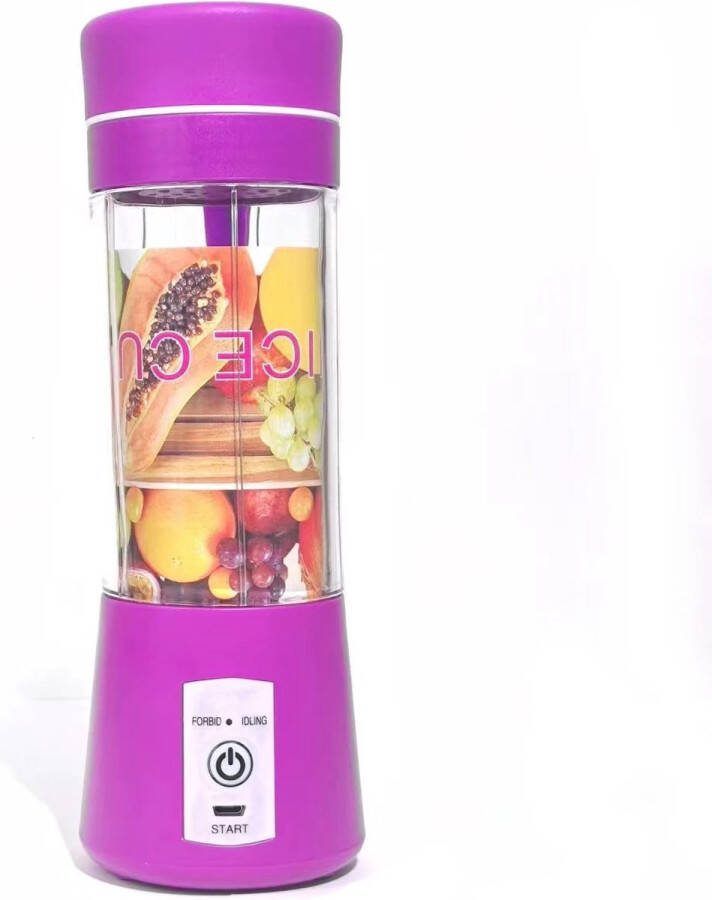 Mini blender to go Draagbare mini blender Smoothie USB Oplaadbaar Draadloos Compact Mini smoothie maker 380ml Paars