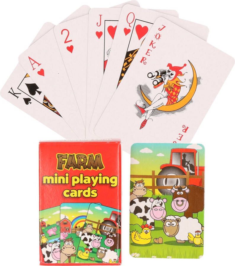 Merkloos Sans marque 2x pakjes mini boerderij dieren thema speelkaarten 6 x 4 cm in doosje van karton Handig formaatje kleine kaartspelletjes