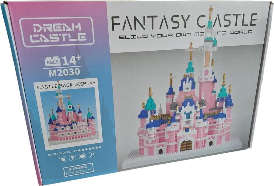 Mini Bouwstenen Fantasie kasteel -3D Puzzel Bouwblokken Bouwset 24x24x29cm XL