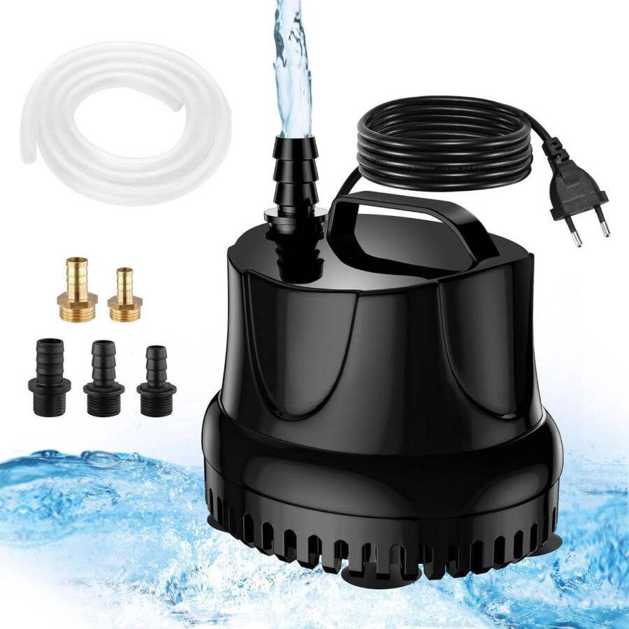 Mini dompelbaarwaterpomp 25W 1500L u fontein zwembad tuinwater vistank aquarium zwart