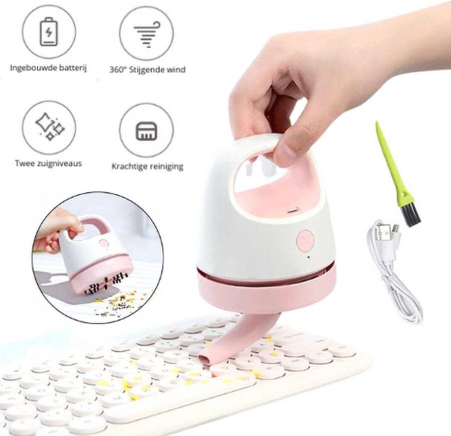 Mini Draagbare Bureau Stofzuiger Draagbare Stofzuiger Mini Stofzuiger Kruimel Collector Kruimelstofzuiger Laptopstofzuiger Toetsenbord Stofzuiger Desk Vacuum Kleine Stofzuiger Roze