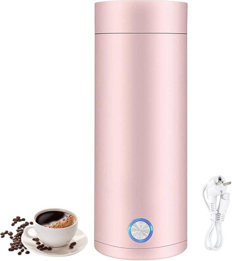 Mini draagbare elektrische waterkoker automatische uitschakeling voor koffie en thee 400 ml roze