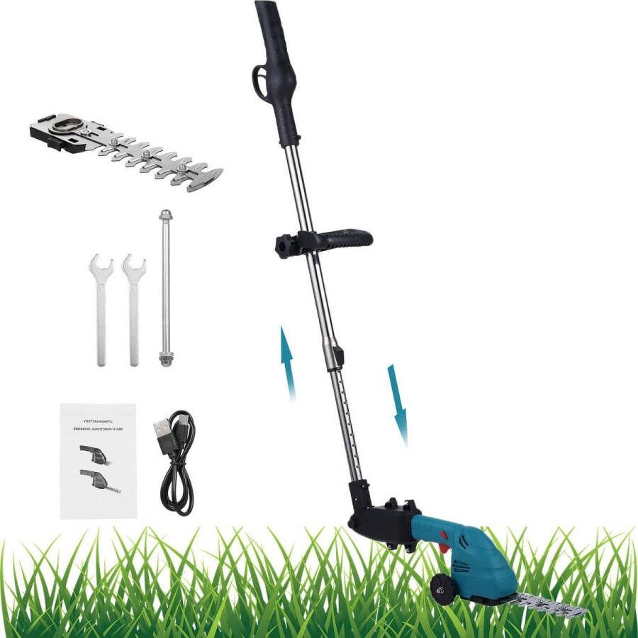 Mini-grastrimmer draadloos met telescopische pool 2 x 20 Ah accu 74 V heggenschaar accu draadloze randgrootte type C opladen Heggenschaar