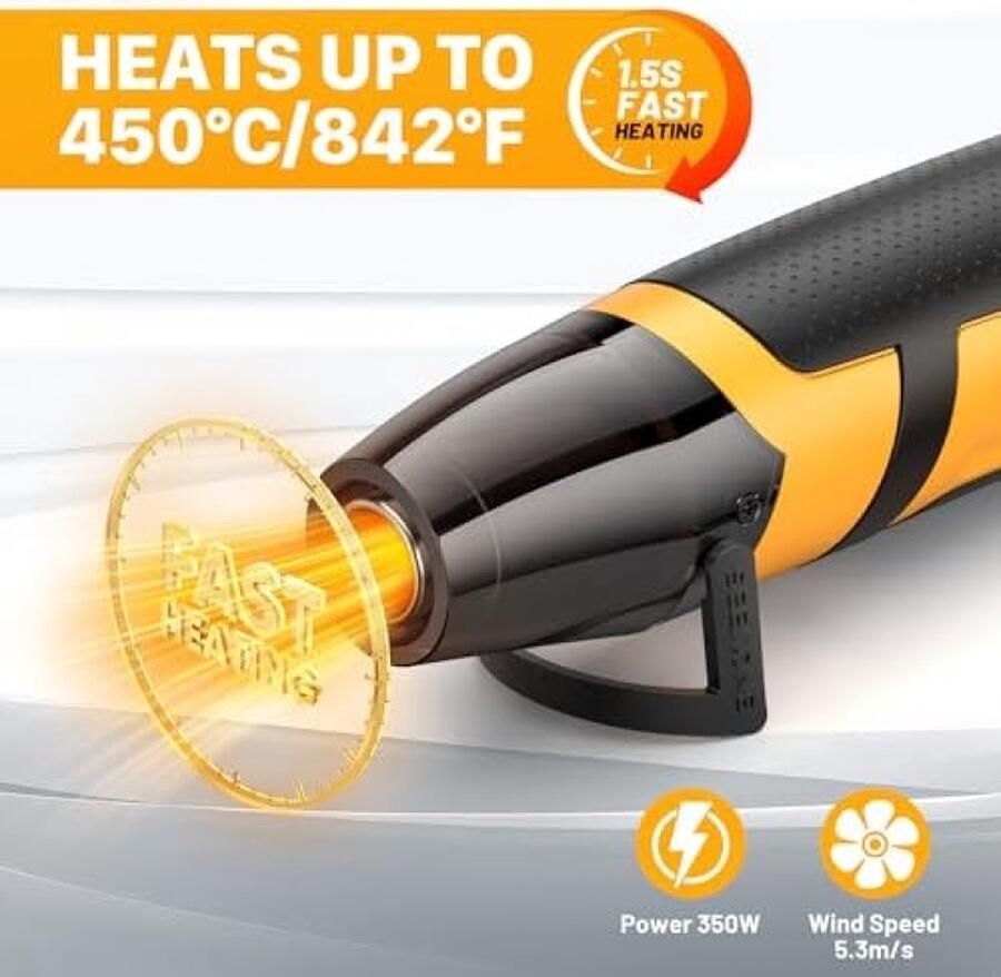 Mini-Heteluchtpistool 2 Temperatuur 260 ℃ 450 ℃ 350 W Handheld Heteluchtpistool 1 5 S Snelle Verwarming met Bescherming Tegen Overbelasting Mondstuk voor Ambachtelijke Embossing