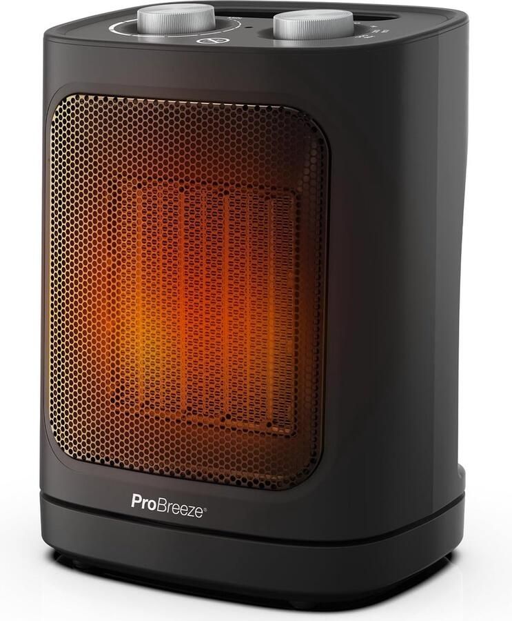 Mini kachel Keramische verwarmingselementen 2 warmte standen ventilator stand 1800W Energie zuinig 60° oscillatiestand Verstelbare Thermostaat Compact Zwart