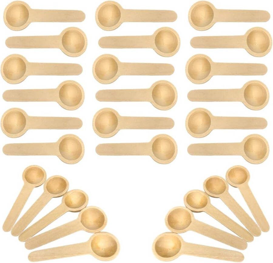 Mini-kruidenlepel 50 stuks kruidenschep ronde kooklepels mini-lepel van hout kruidenlepel hout mini-houten kooklepel recht theelepel kleine kooklepel van hout voor specerijen