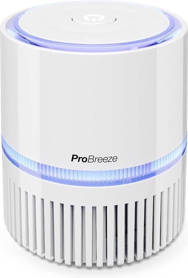 Mini luchtreiniger met HEPA filter en ionizer Small Air Filter voor thuis of op kantoor USB en stroomkabel Ideaal voor alergie of mensen die roken 40dB -3W Wit