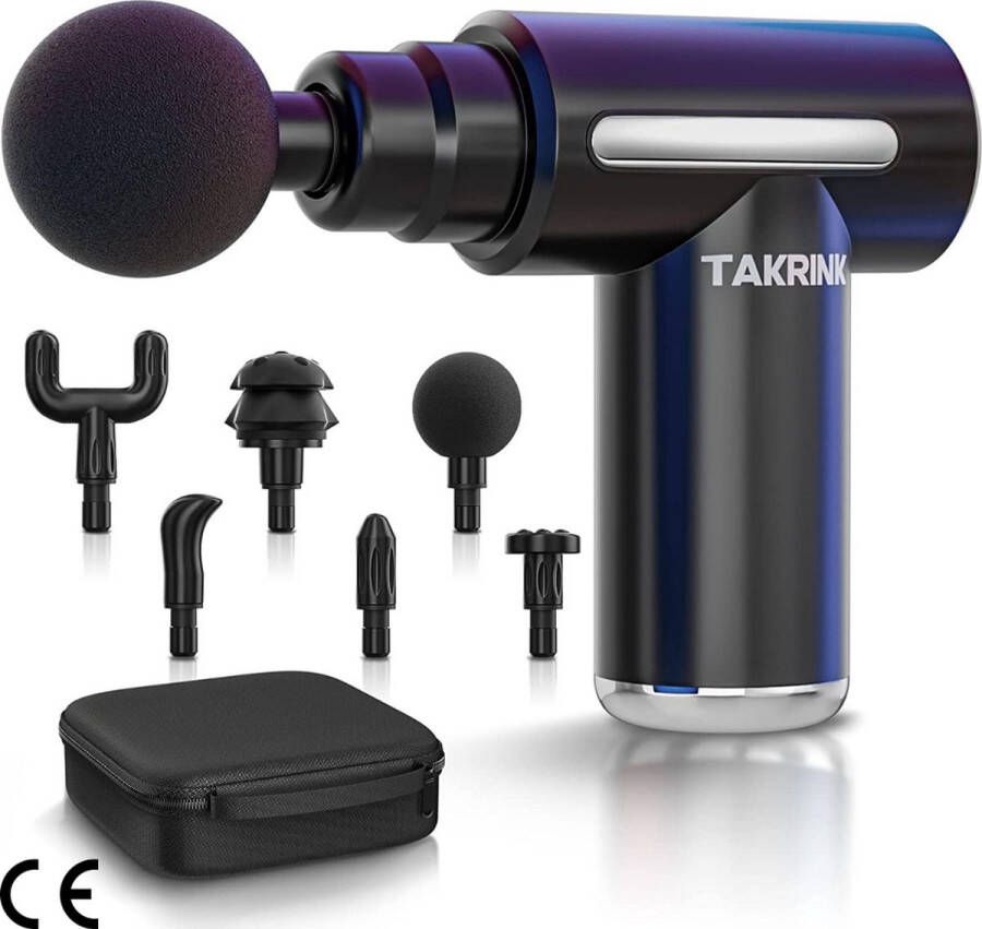 Mini Massage Gun 2000mAh Spier Massager met 6 Snelheden 6 Massagekoppen LCD Touch Screen Draagbare Handheld Massager voor Nek Schouder Benen