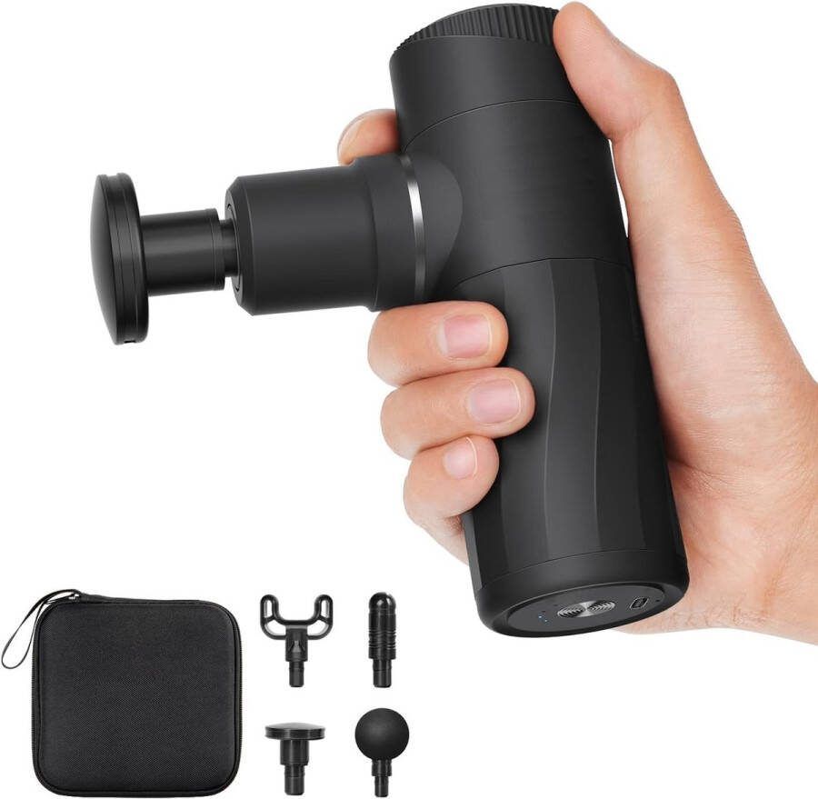 Mini massage gun Massagepistool Mini 3200 rpm Draagbare Massage gun Spieren Mini-massagepistool met 4 massagekoppen en 4 standen Ultra stil massagepistool voor nek rug arm Spierontspanning Geschenken USB C
